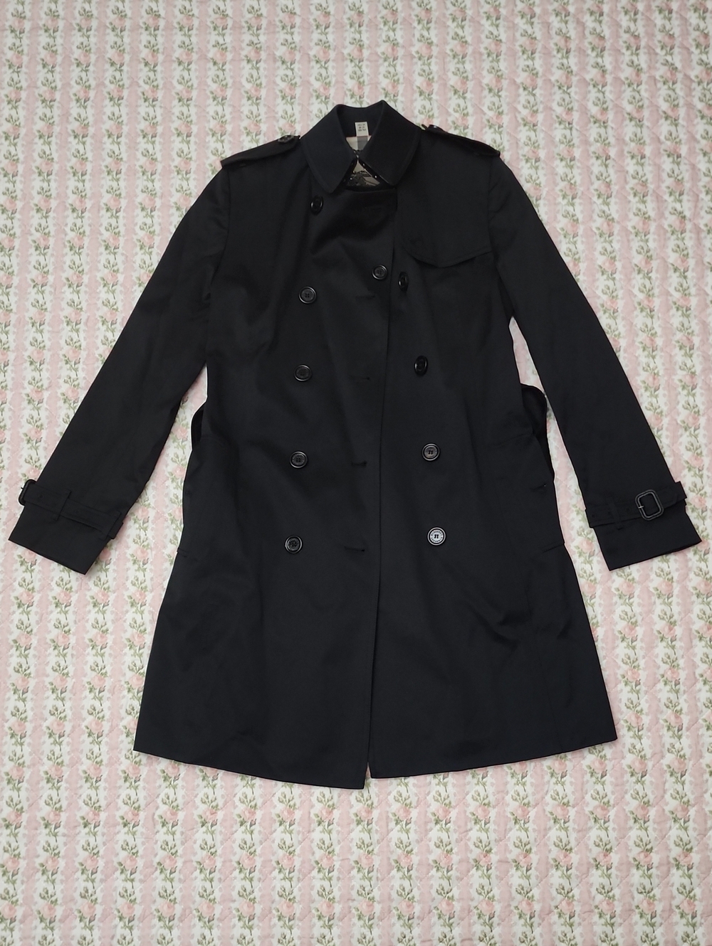 Burberry London Kensington Black Double-Breasted Trench Coat US 2 UK 4 ITA 36 - Picture 4 of 13